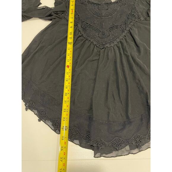 Indigo Thread Co. Black Mesh Lace Baby Doll Top Sz M Whimsigoth Fairygrunge - Picture 9 of 10